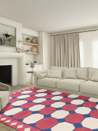 Bauhaus Octagon Handwoven Cotton Flatweave Dhurrie Rug