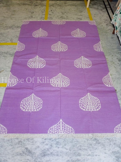 Orchid Bodhi Vibrant Lavender Purple Geometric Leaf Flatweave Area Rug