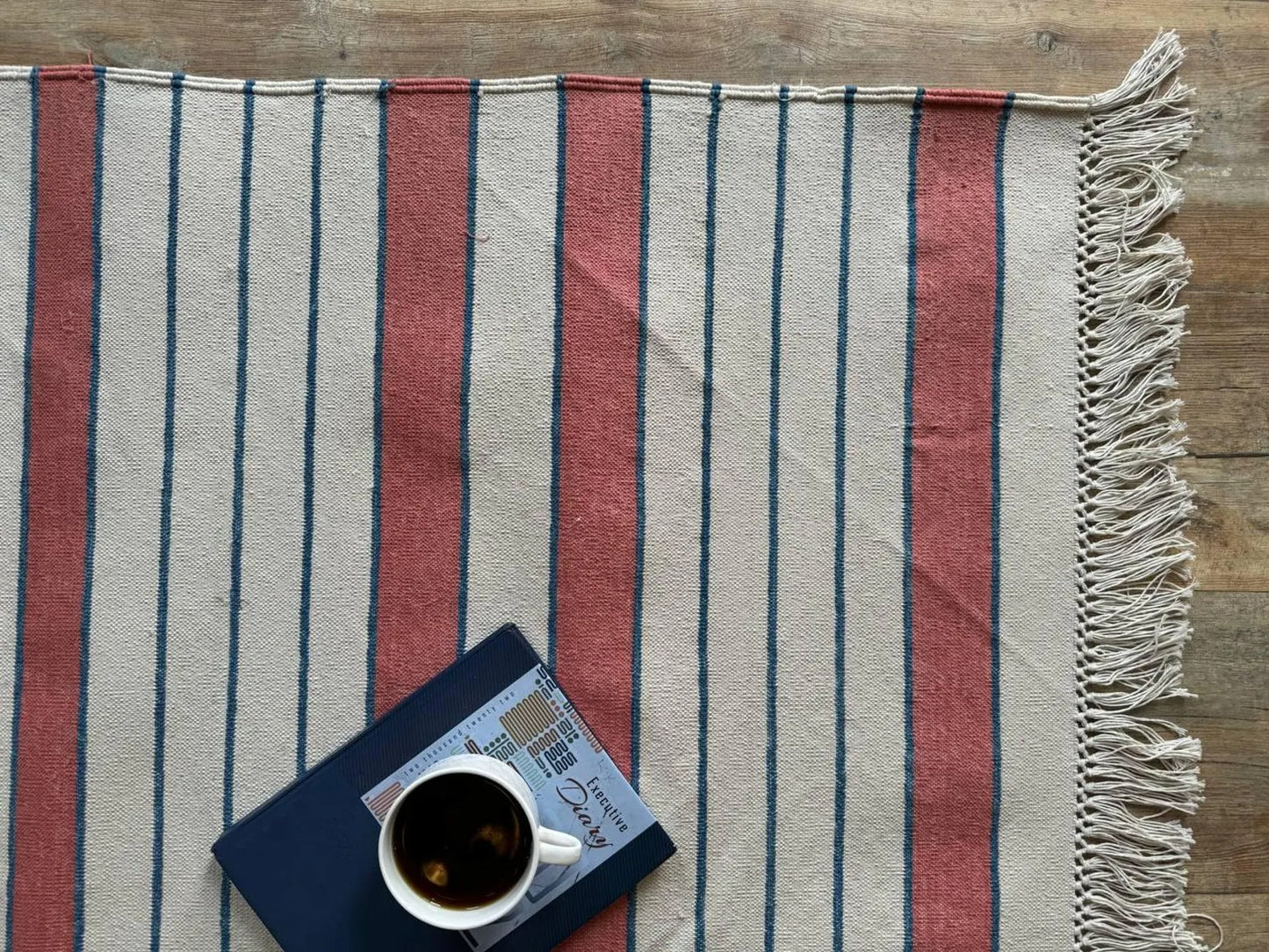 Southwestern Striped Cotton flat weave  Rug