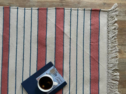 Southwestern Striped Cotton flat weave  Rug
