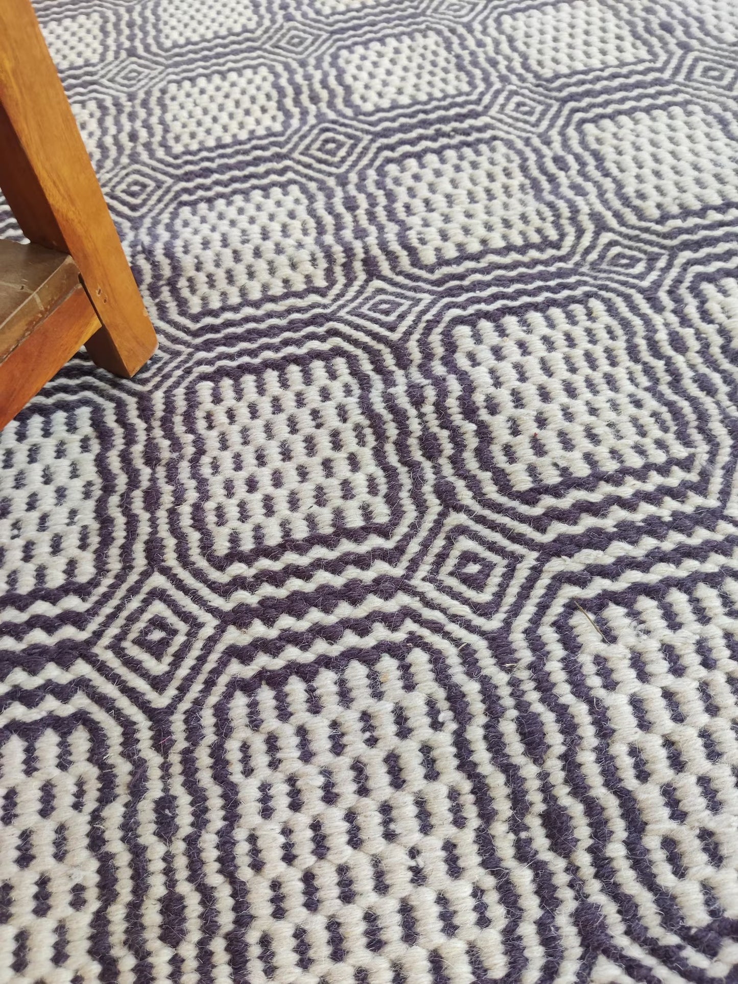 Hand-Woven Charcoal & Ivory Box-Tile Wool Rug