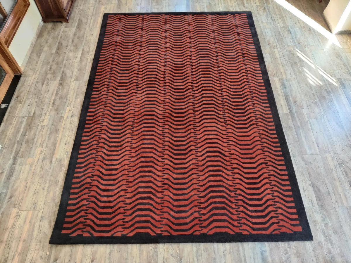 Luxury Wool Tufted Area Rug, Burnt Orange Abstract Rug, Contemporary UK Interior Designer Rug, Custom Handmade Rug