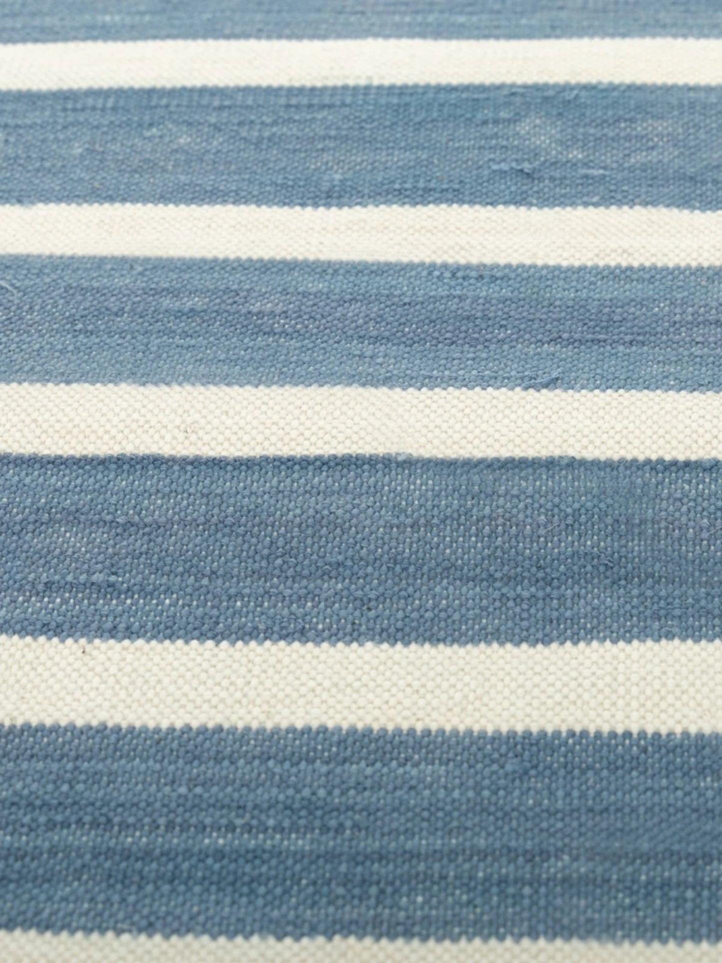 Denim Blue & White Striped Reversible Coastal Area Rug