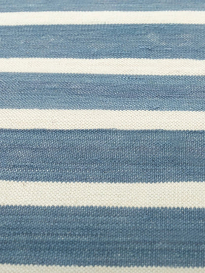 Denim Blue & White Striped Reversible Coastal Area Rug
