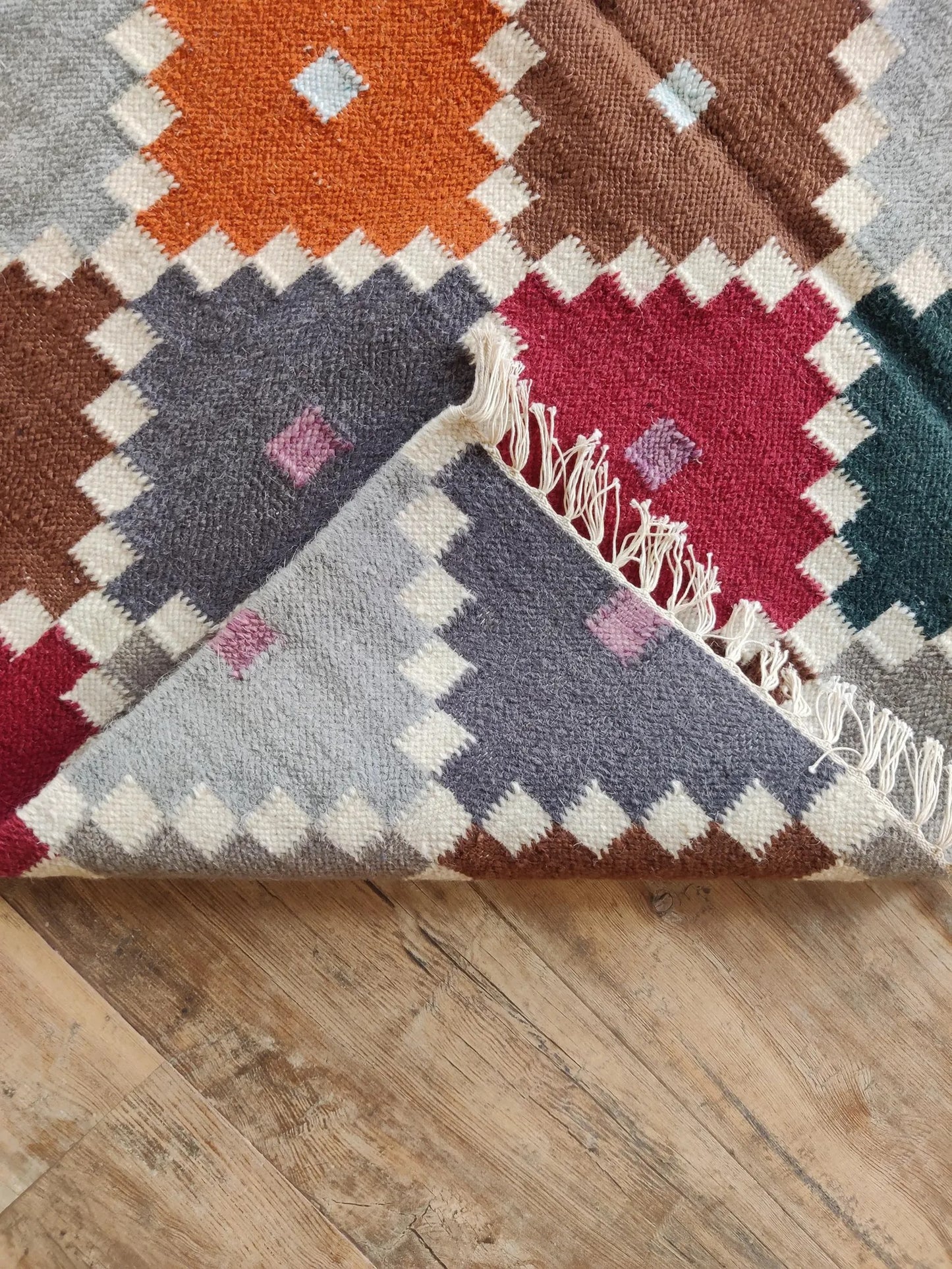 Bohemian Mosaic Diamond  Handwoven Southwestern Style Rug