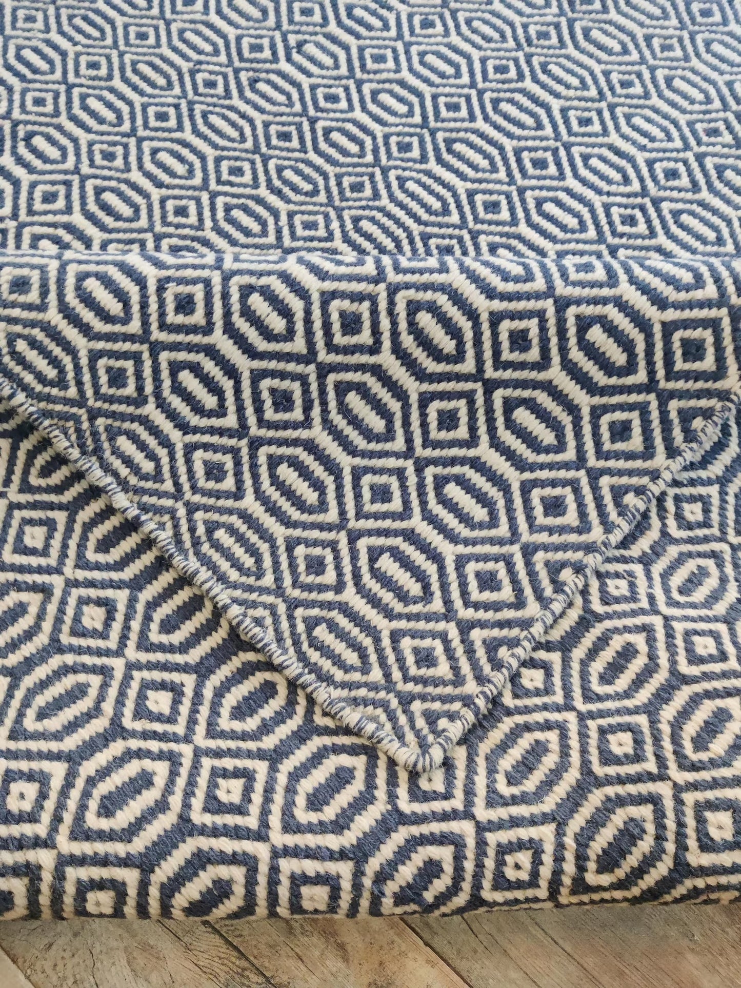 Indigo Lattice Oasis Artisan Woven Area Rug Carpet