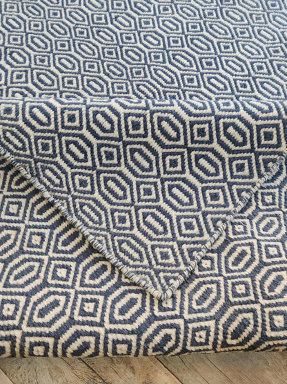 Indigo Lattice Oasis Artisan Woven Area Rug Carpet