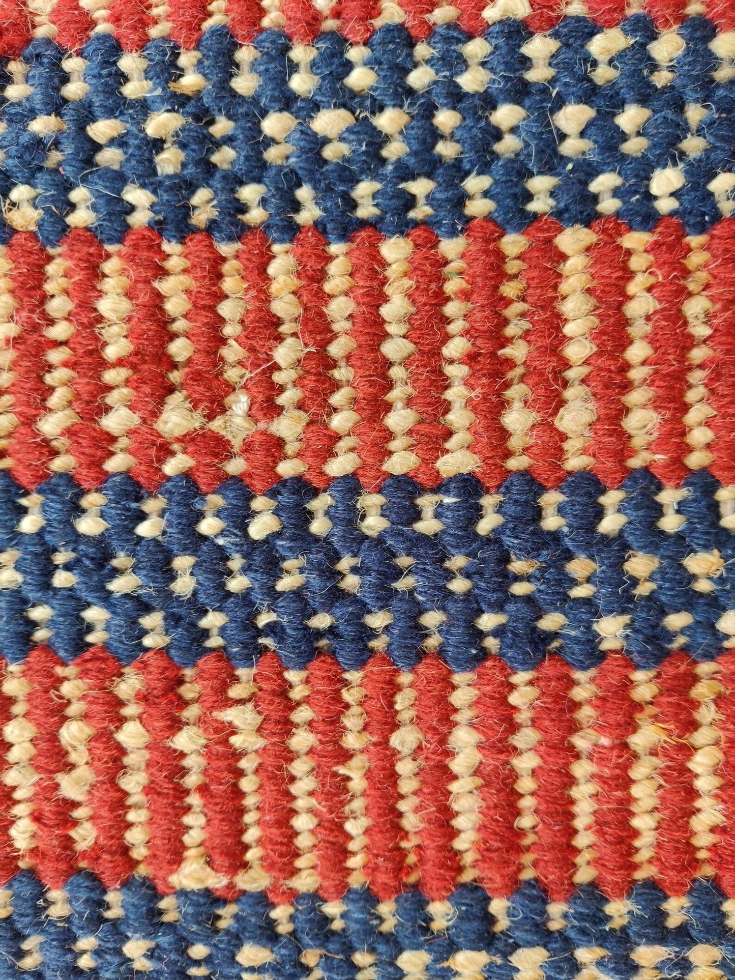 Indigo Blue & Rust Red Striped Pattern - Durable Handloom Hallway Carpet