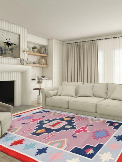 Zinnia Medallion Handwoven Cotton Flatweave Rug