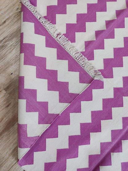 Fuchsia Pink Chevron Handwoven Cotton Rug