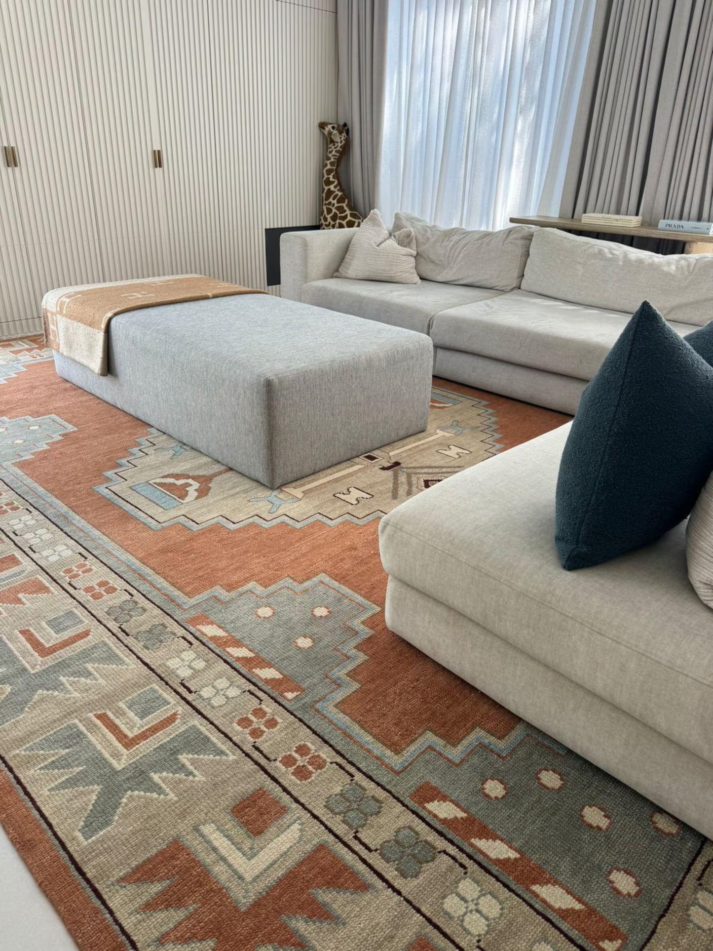 Hand-Knotted Caucasian Kazak Geometric Wool Rug