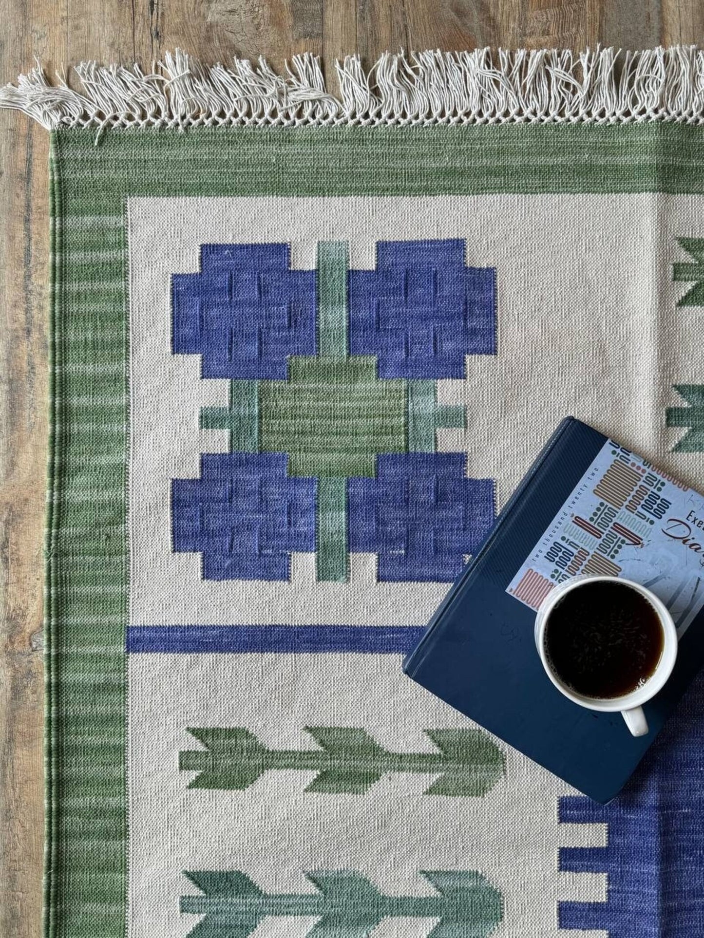 Vintage Style Indigo Cotton Rug