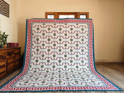 Athena Lattice Handwoven Cotton Flatweave Dhurrie Rug