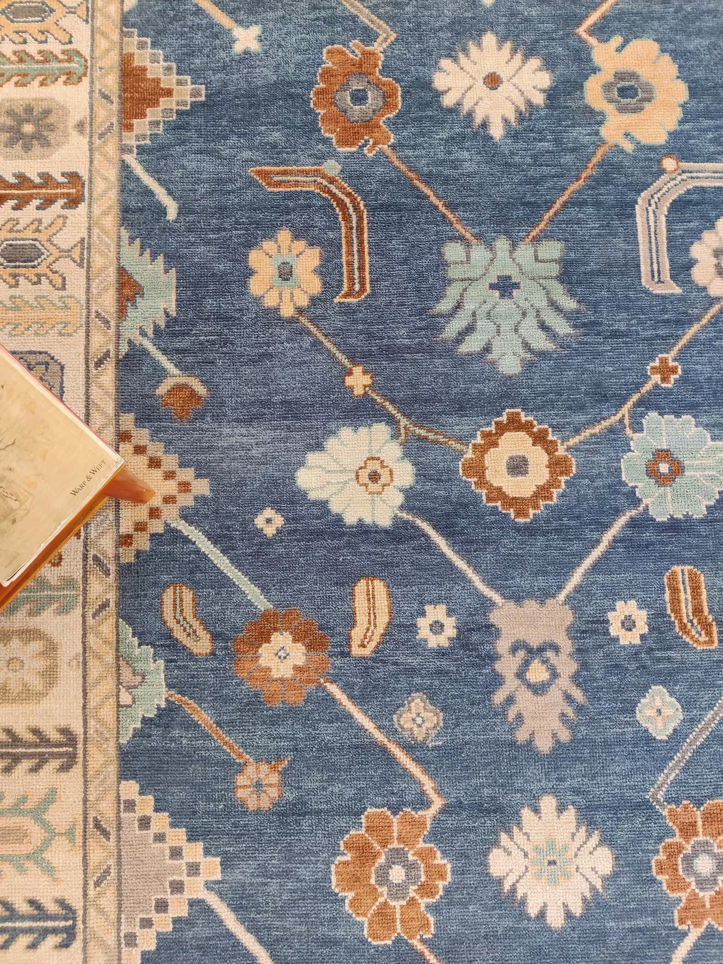 Grand-Scale Botanical Vine Hand-Knotted Rug