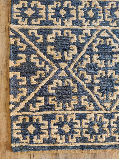 Cobalt Canyon Diamond Bespoke Mediterranean Soumak rug