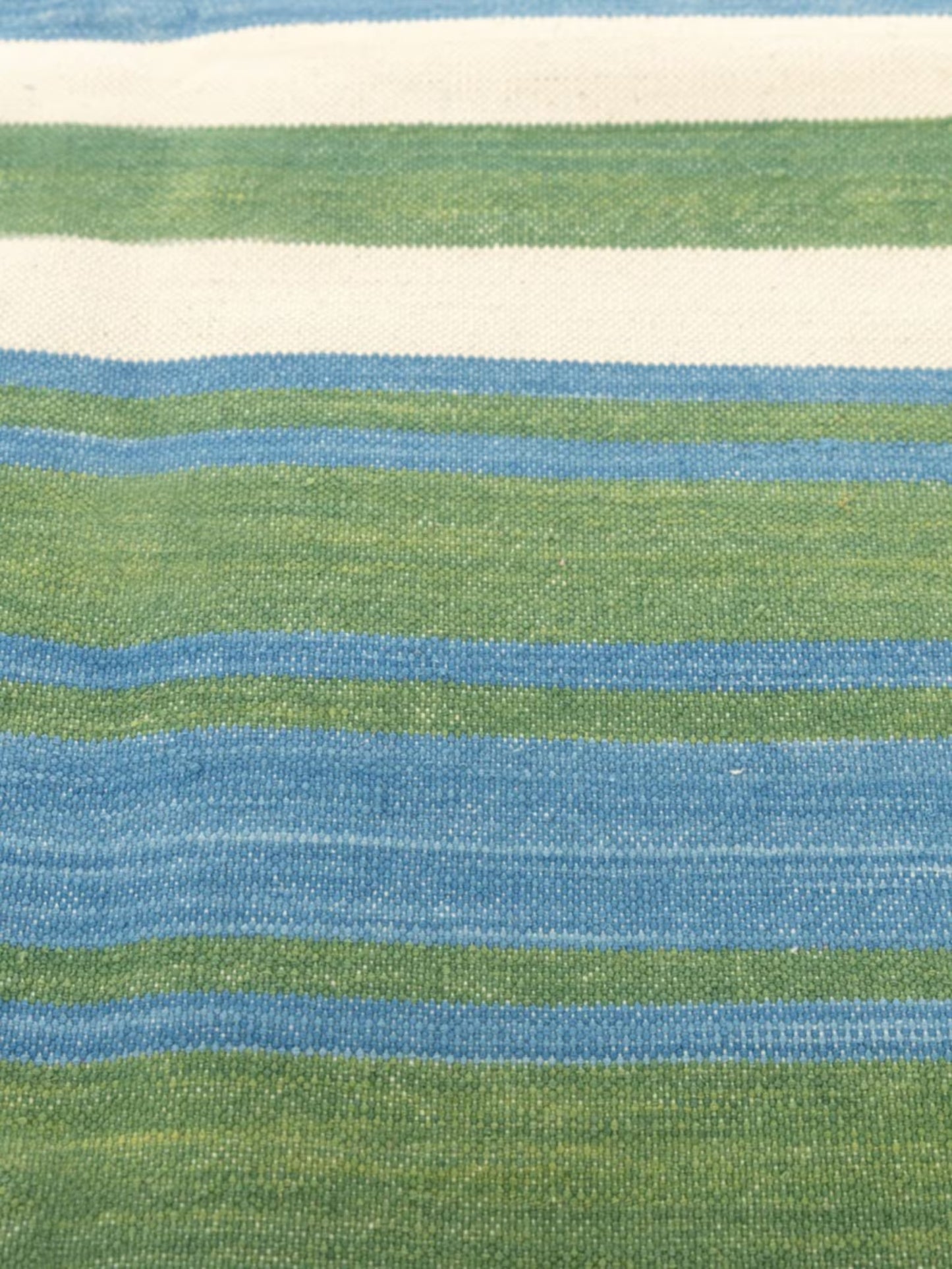 Handmade Coastal Blue & Forest Green Striped Rug
