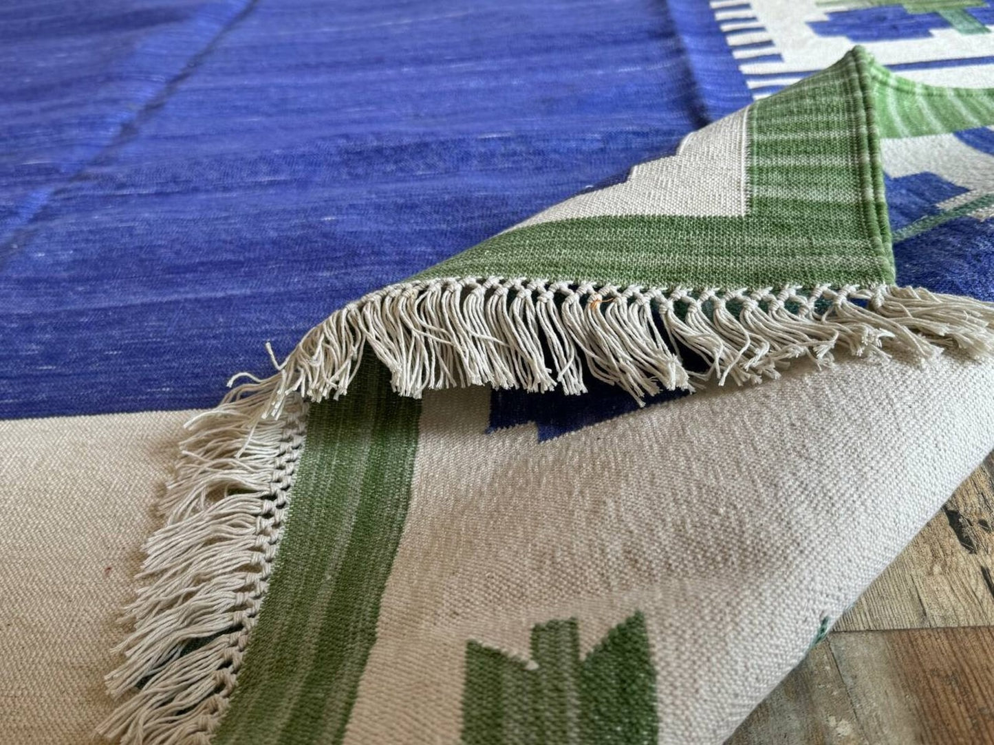 Vintage Style Indigo Cotton Rug