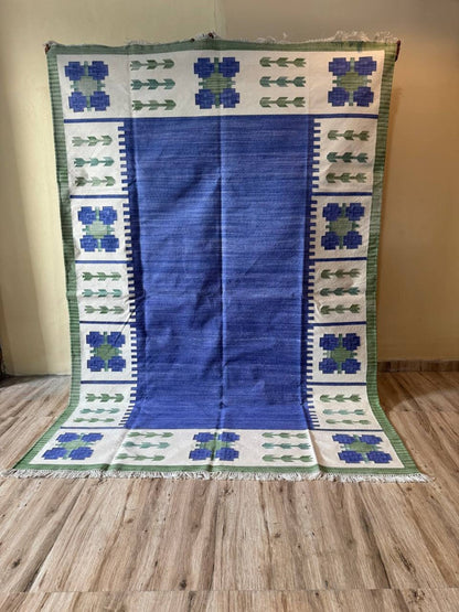 Vintage Style Indigo Cotton Rug