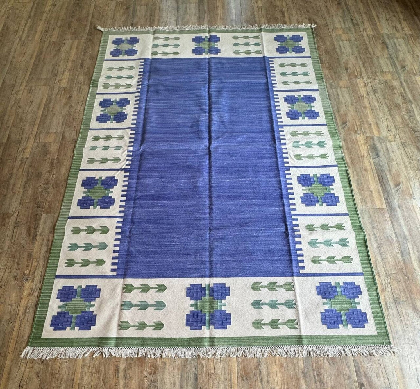 Vintage Style Indigo Cotton Rug