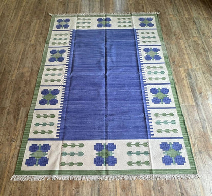 Vintage Style Indigo Cotton Rug
