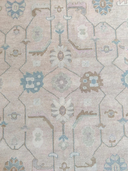 Pastel Heritage Hand-Knotted Oushak Carpet