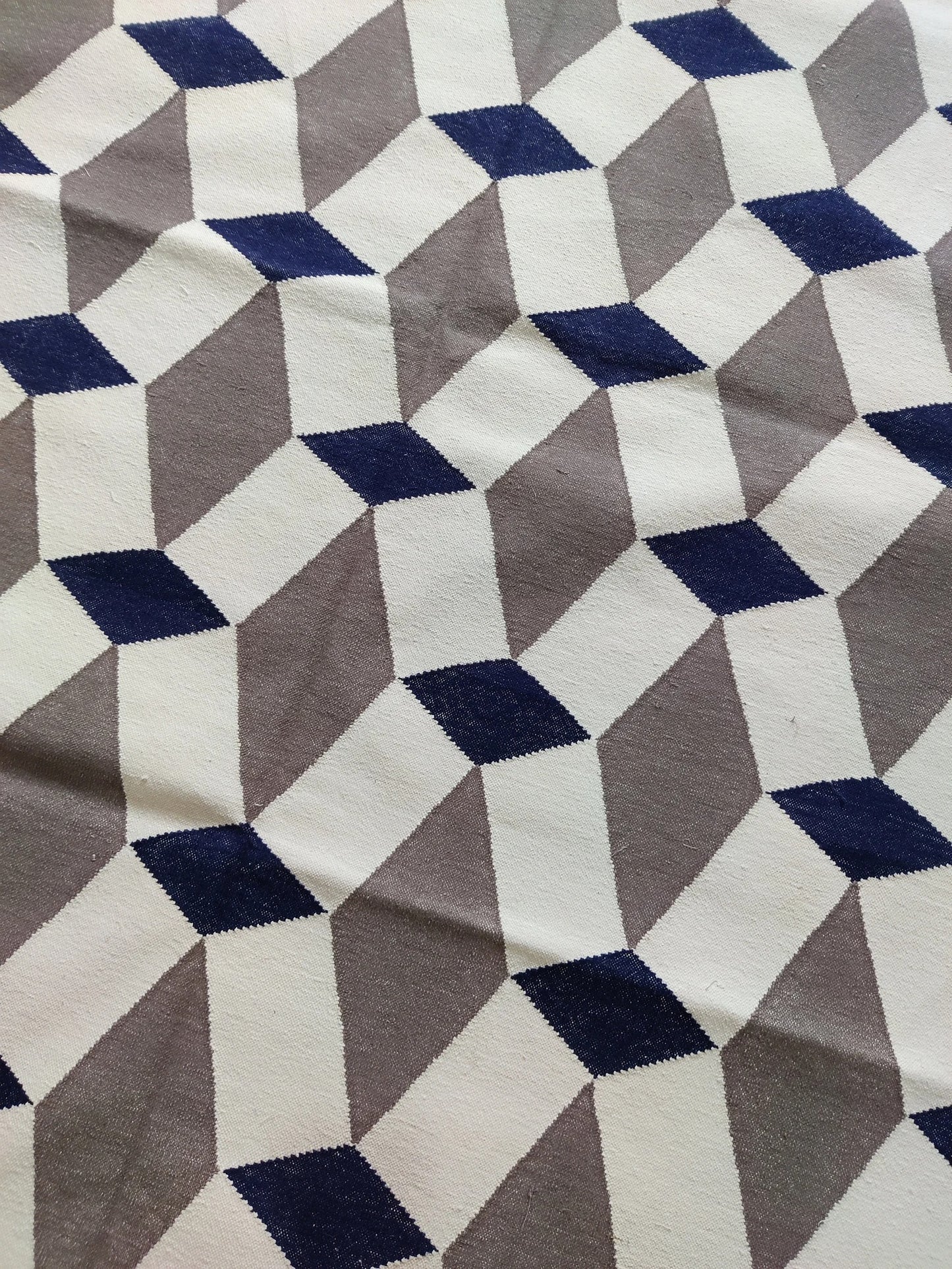 Handmade Harlequin Diamond Cotton flat weave Rug