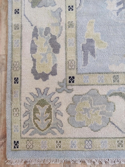 Serene Horizon Hand-Knotted Wool Modern Oushak Rug