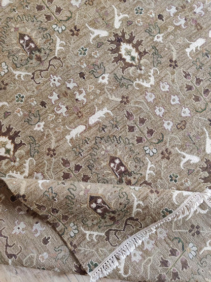 Mughal Garden Moss Olive Green Soumak Rug