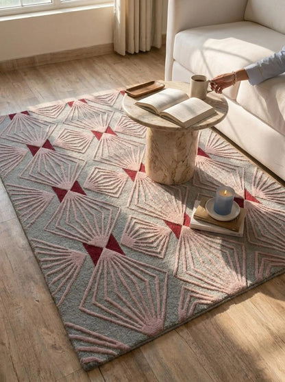Sculptural Sunburst Diamond Pattern Premium Handcrafted Minimalist Floor Decor