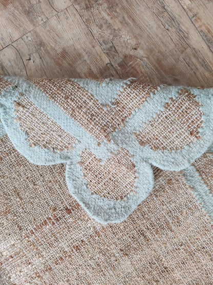 Home Decor Scallop Bordered Design cotton jute Rug,