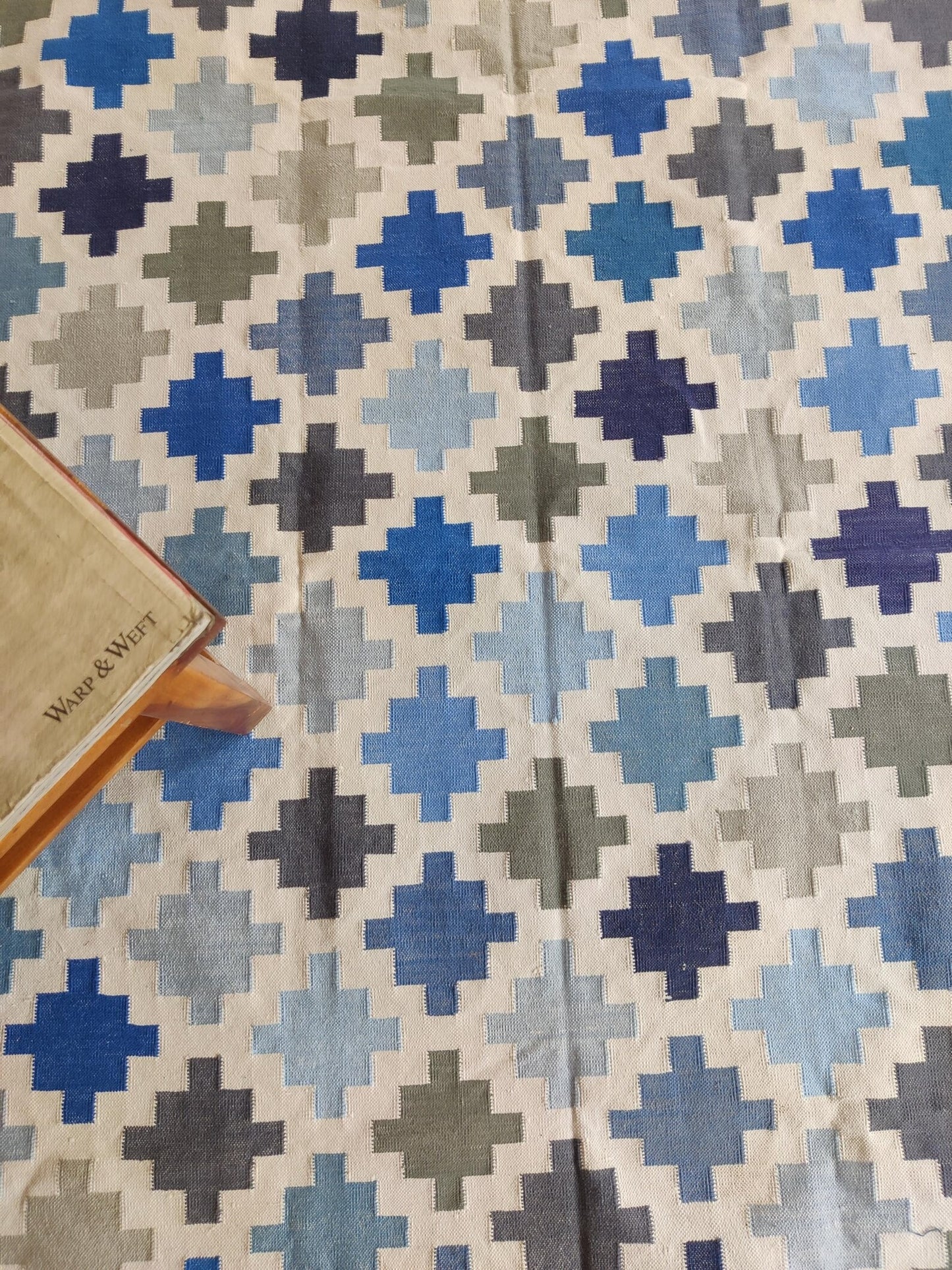 Pixel Cross Geometric Cotton Dhurries rug