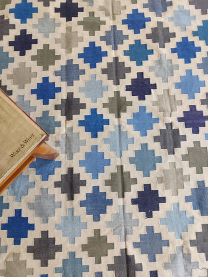 Pixel Cross Geometric Cotton Dhurries rug