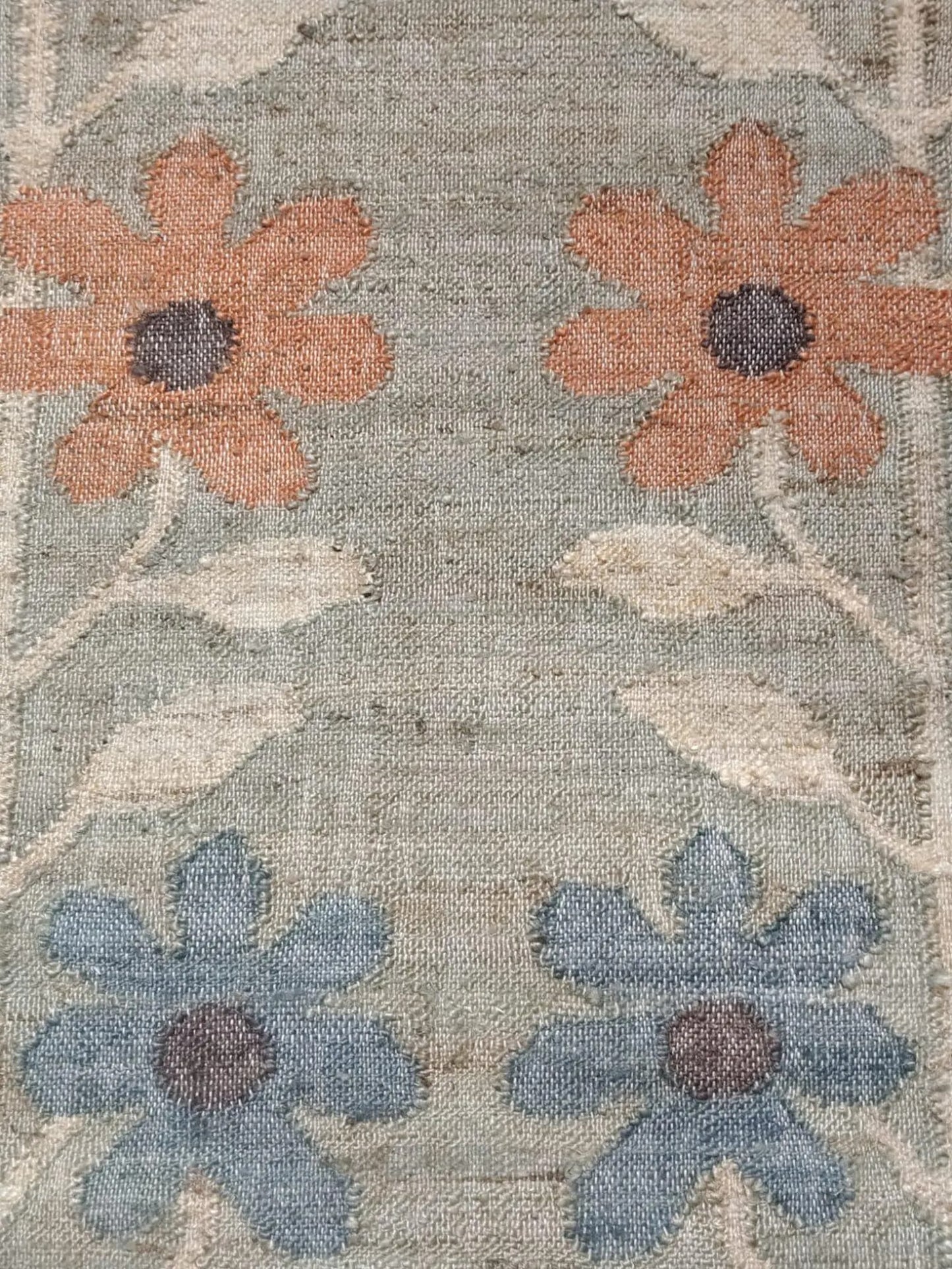 Sage Green Vintage Flower Carpet for Living Room
