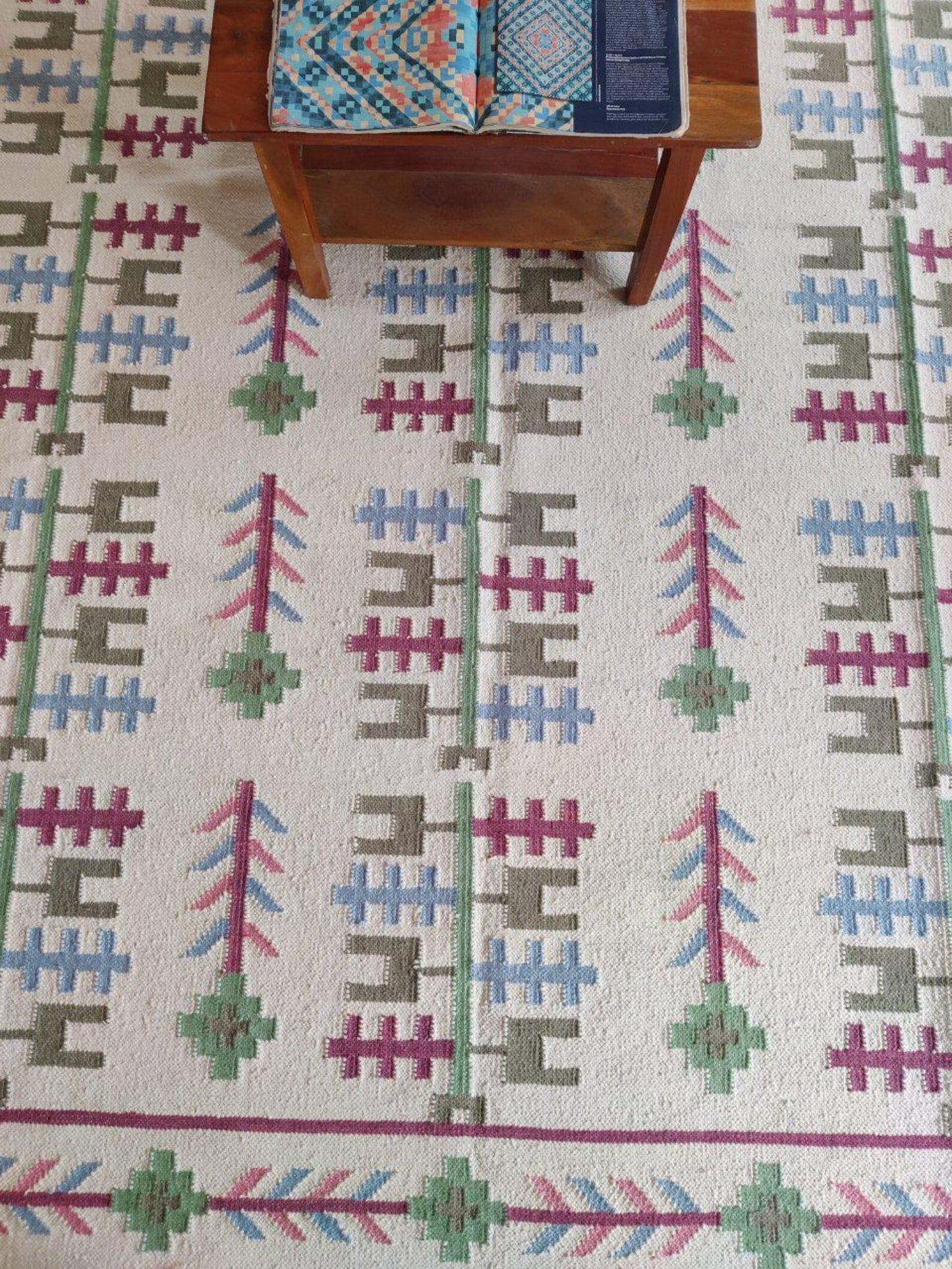 Handmade Vintage Wool Rug with Tribal Pattern