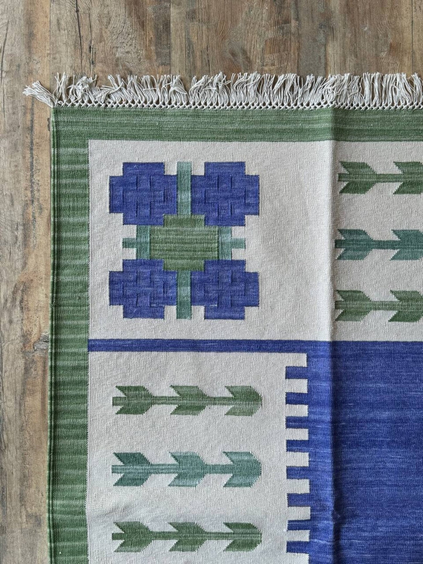 Vintage Style Indigo Cotton Rug