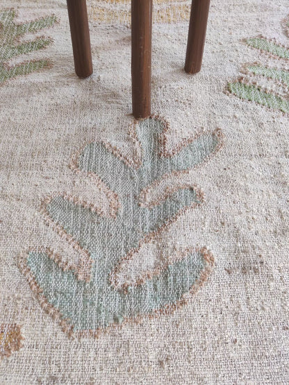 Natural Jute Leaf-patterned  Eco-Friendly Tropical Floor Décor Area Rug