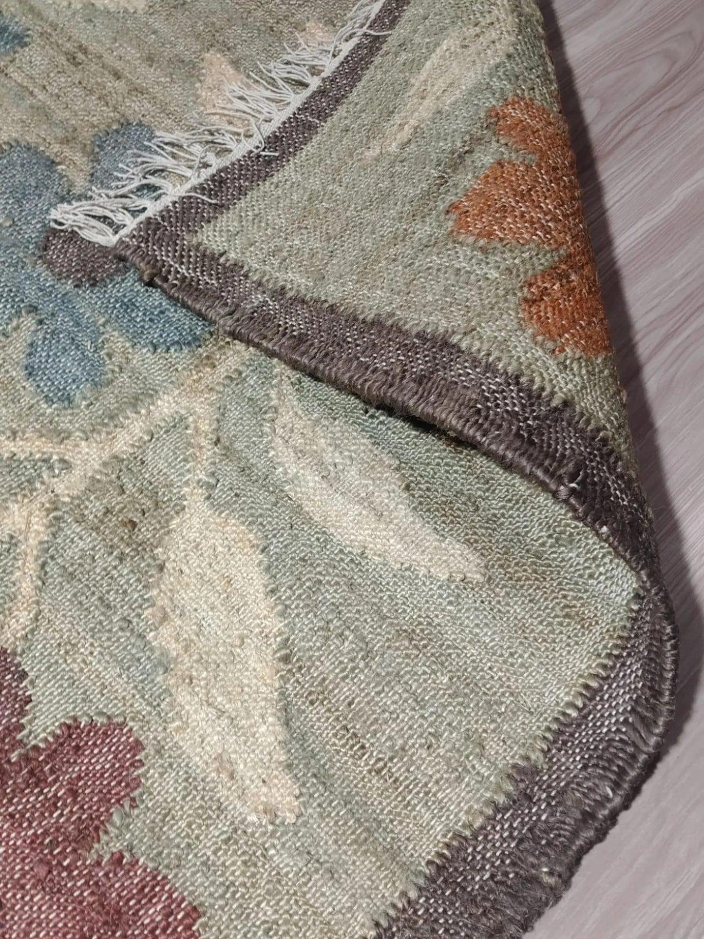 Sage Green Vintage Flower Carpet for Living Room