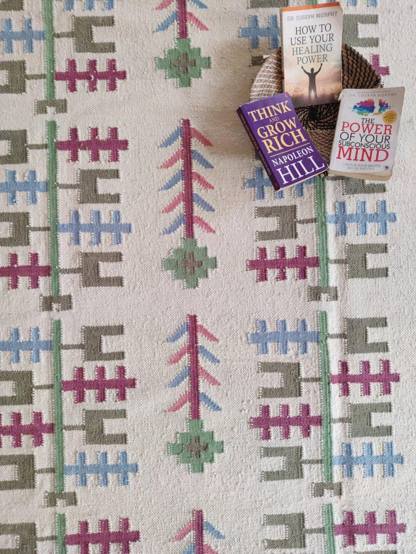 Handmade Vintage Wool Rug with Tribal Pattern