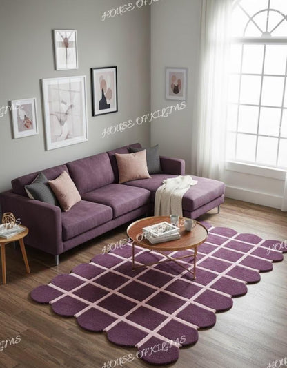 Velvet Berry Windowpane High-Quality Handcrafted Sculptural Floor Decor