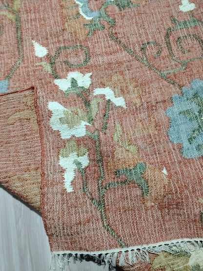 Terracotta Vintage Flower Pattern Carpet