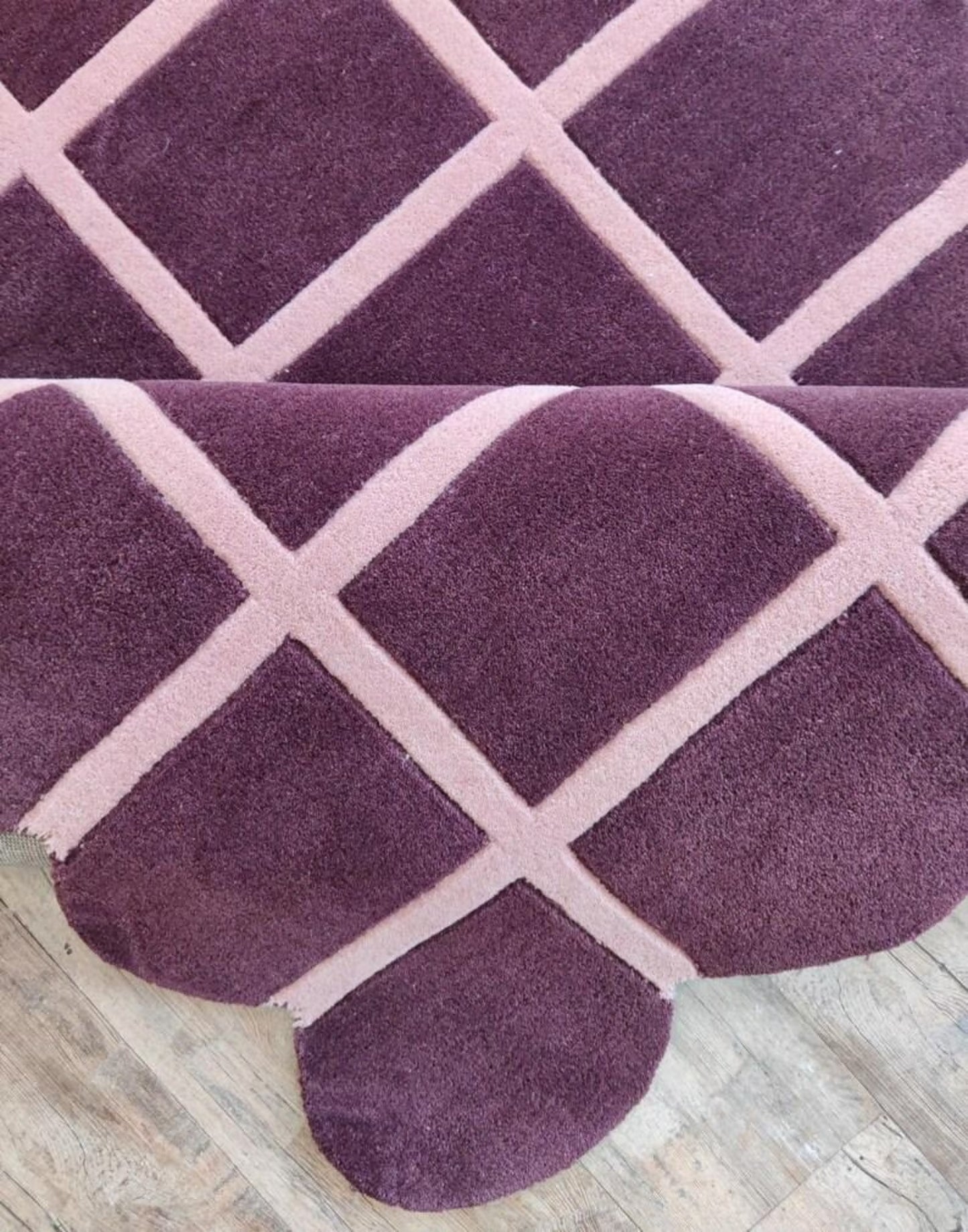 Velvet Berry Windowpane High-Quality Handcrafted Sculptural Floor Decor