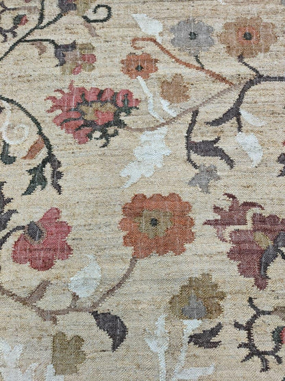 Rustic Floral Flat Weave Handmade  jute Carpet