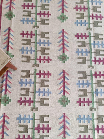 Handmade Vintage Wool Rug with Tribal Pattern