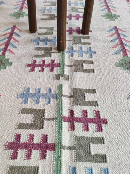 Handmade Vintage Wool Rug with Tribal Pattern