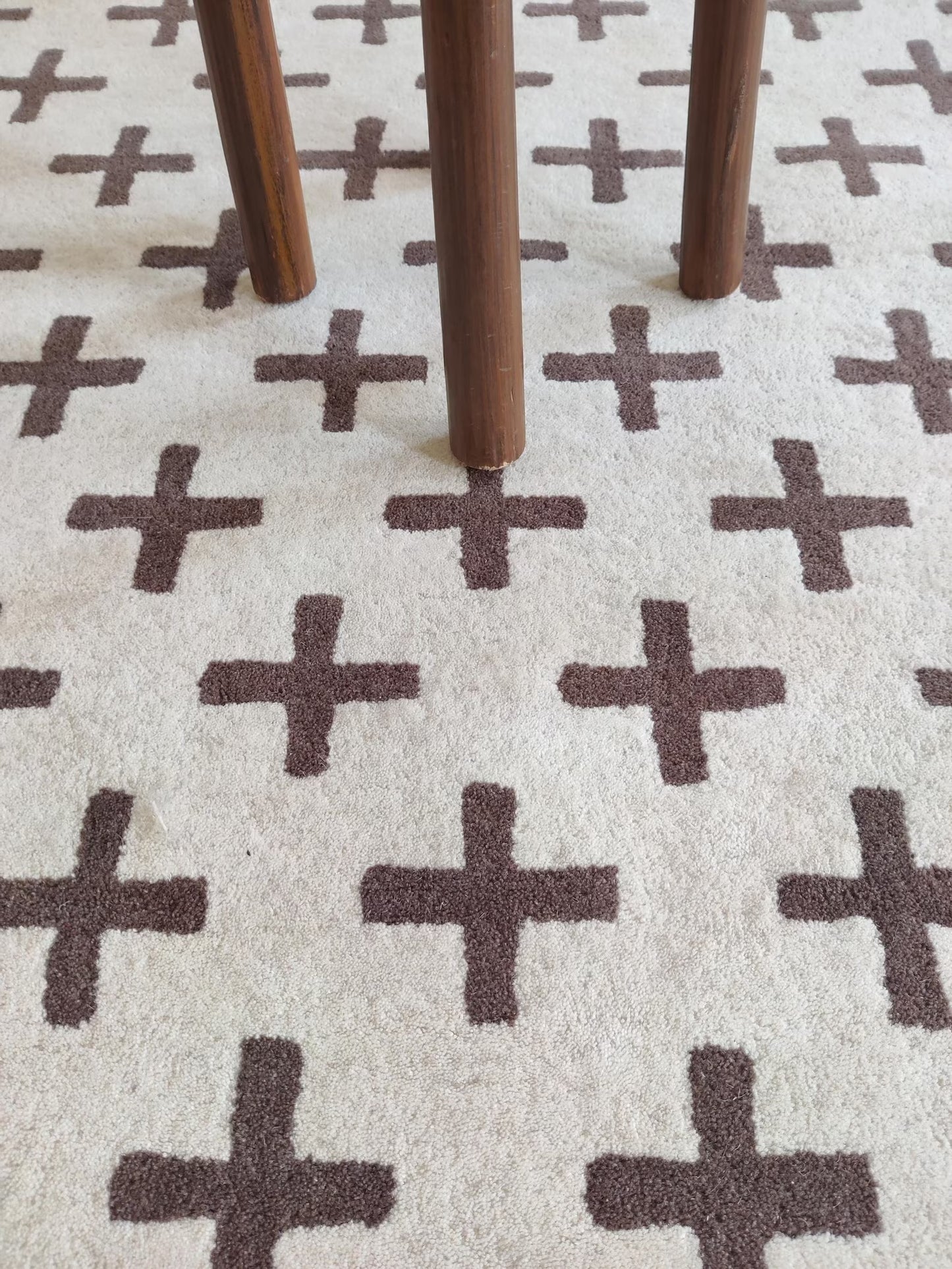 Nordic Swiss Cross Pattern High-Quality Handcrafted Minimalist Floor Decor