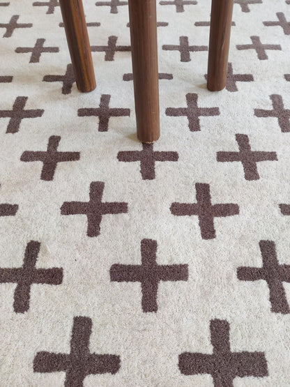 Nordic Swiss Cross Pattern High-Quality Handcrafted Minimalist Floor Decor