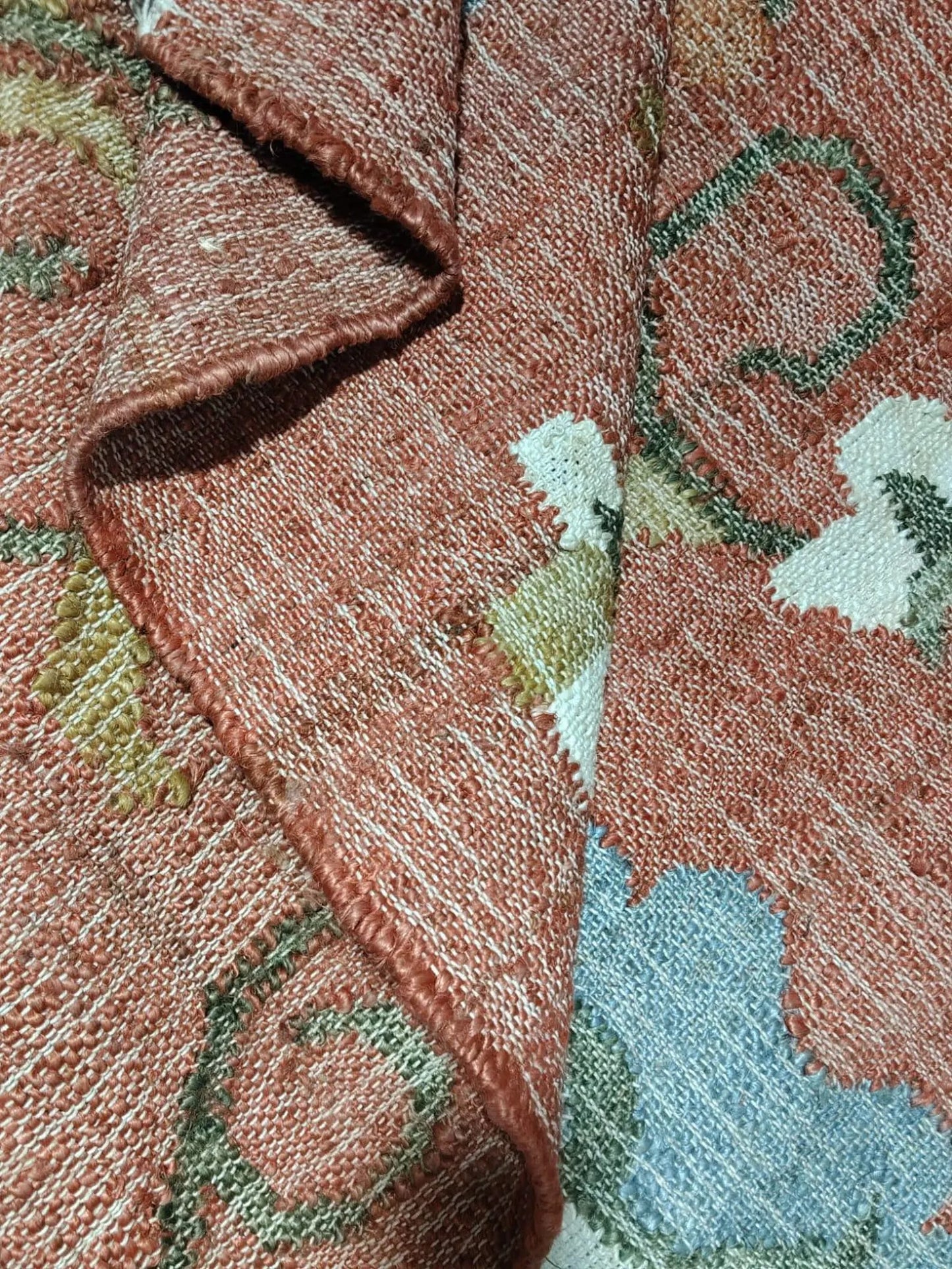 Terracotta Vintage Flower Pattern Carpet