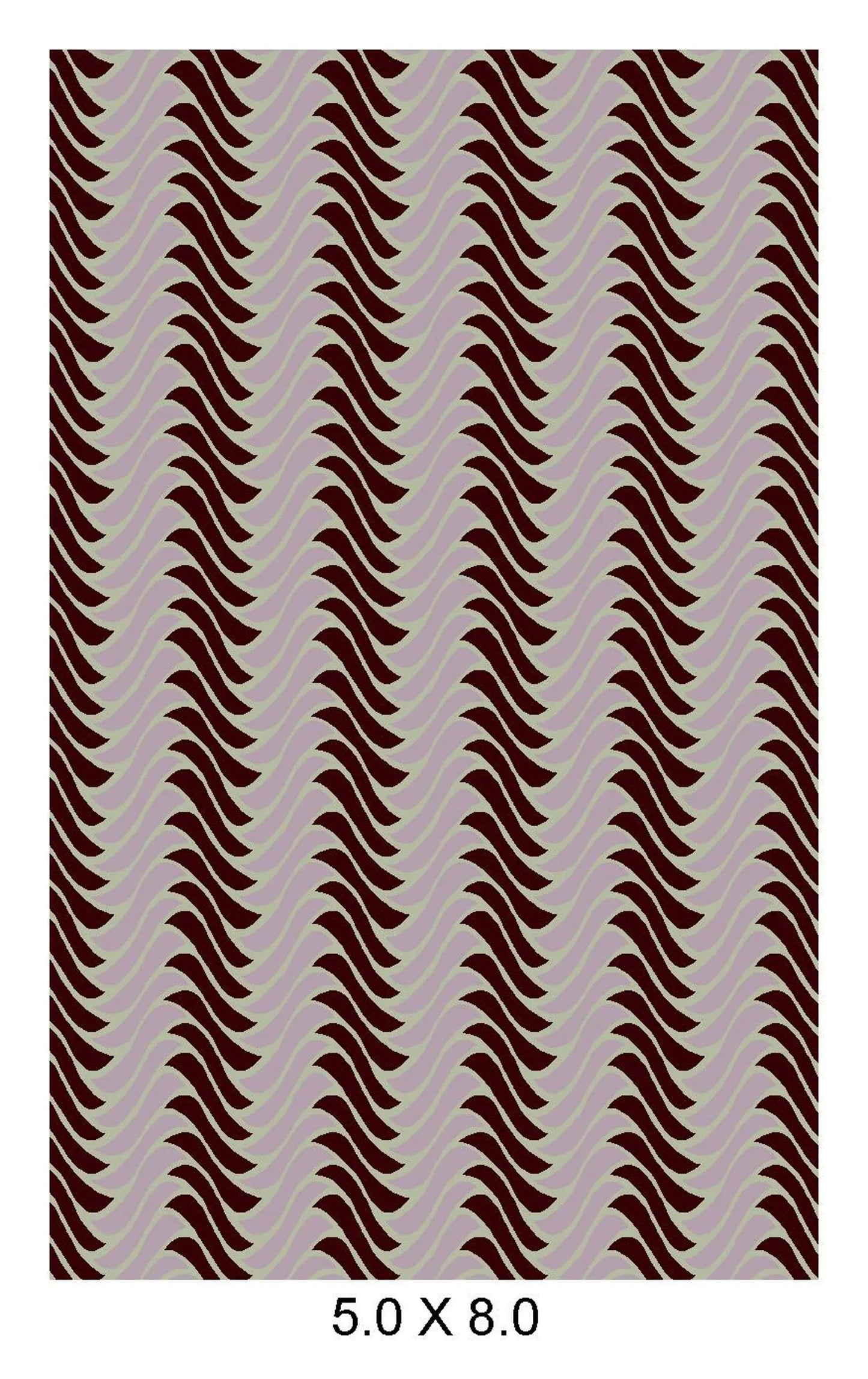 Dynamic Geometric Wool Rug Undulating Chevron Pattern
