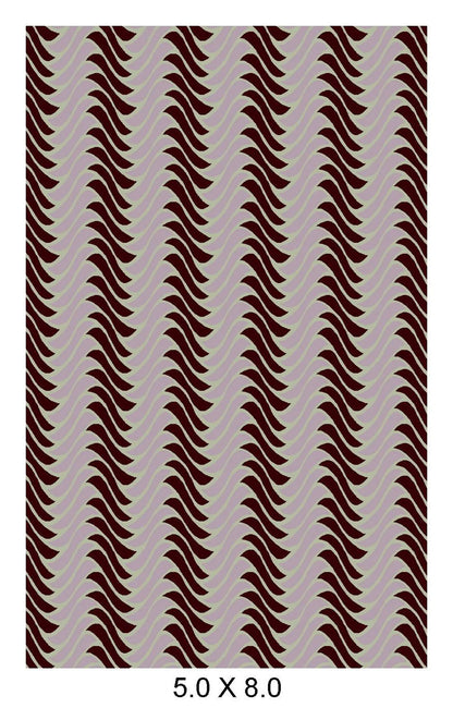 Dynamic Geometric Wool Rug Undulating Chevron Pattern