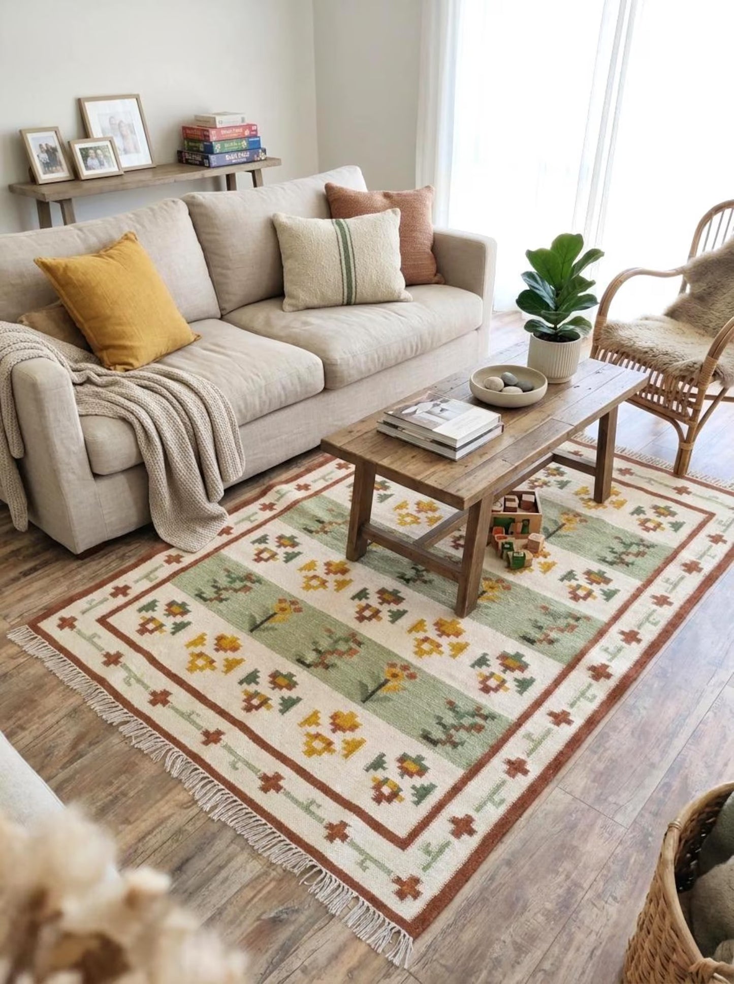 Meadow Heritage Handwoven Scandinavian Floral Rug